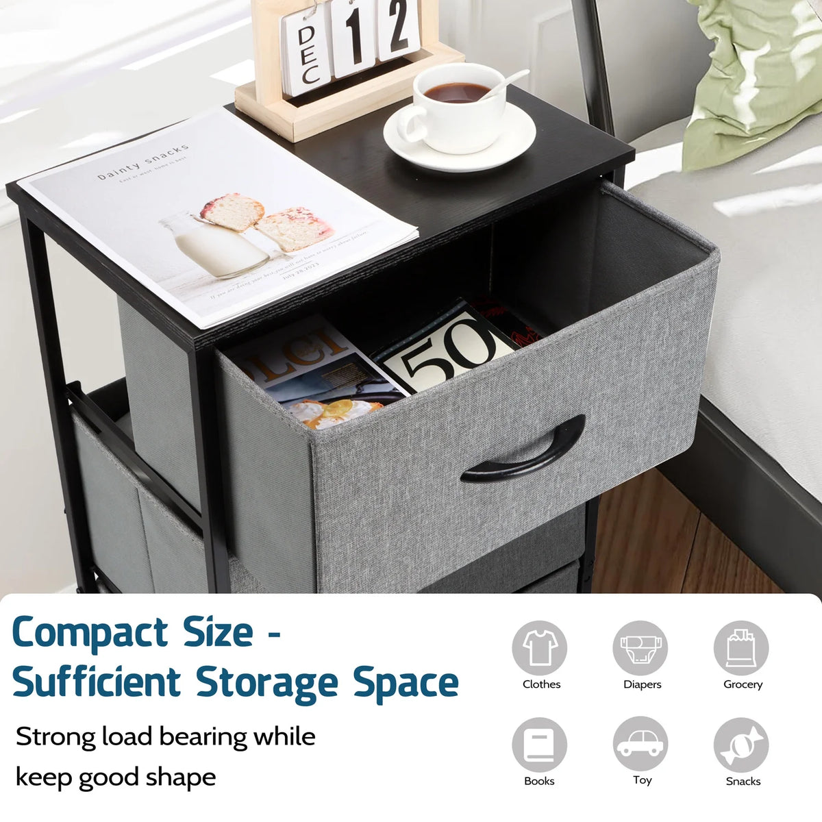 4 Drawer Fabric Dresser with Wood Top D772018