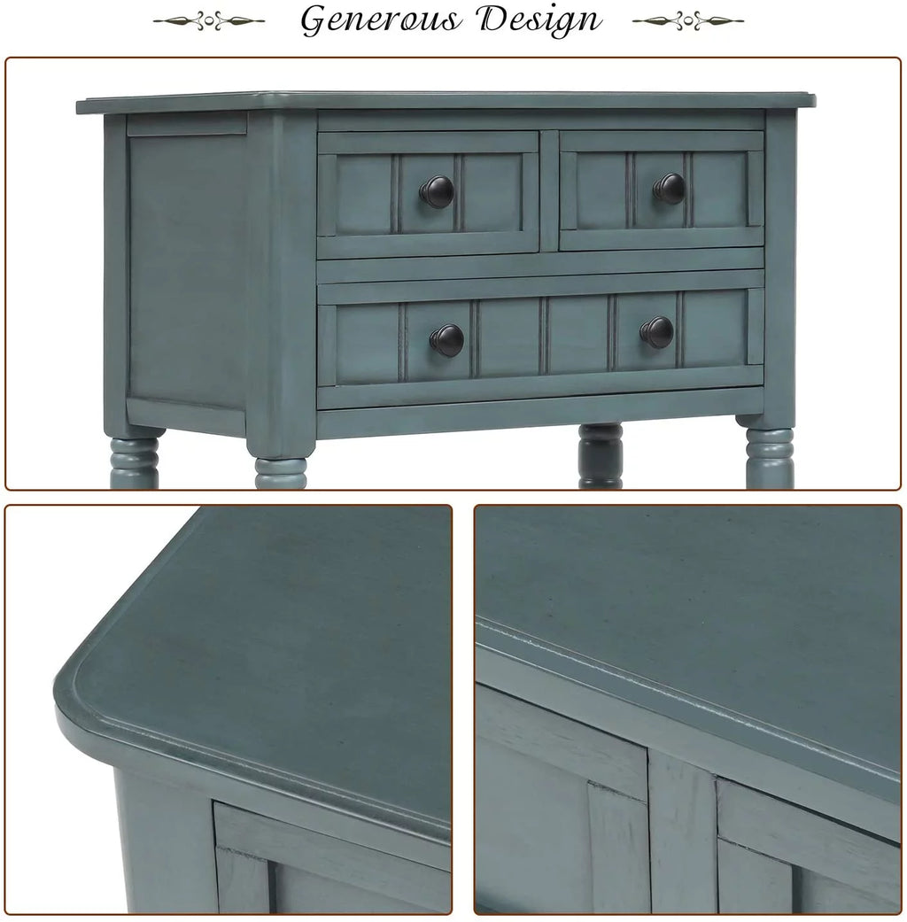 Narrow Console Table with Three Storage Drawers and Bottom Shelf S79403