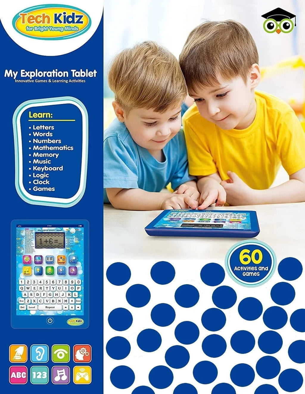Blue Educational Learning Toy Tablet with LCD Screen and Keyboard O693423