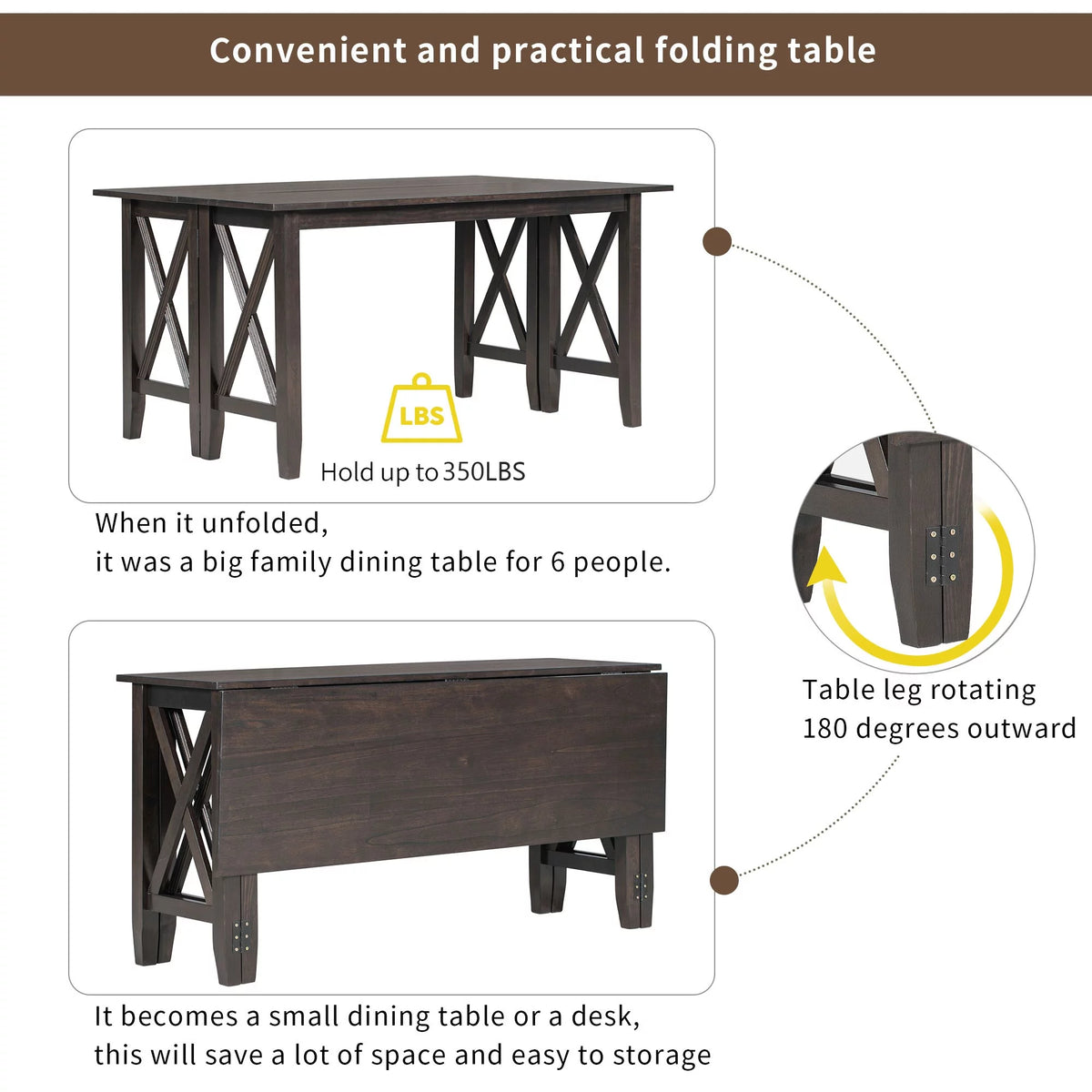 6 Pieces Wood Dining Table Set with Bench and 4 Cushioned Chairs D1648