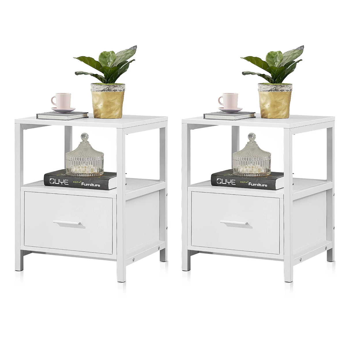 3-Piece Upholstered Platform Bed Frame and 2 Nightstand C6977