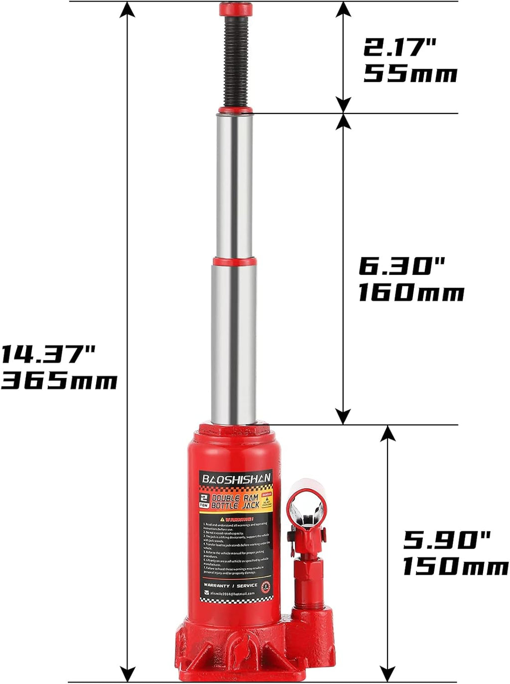 2 Ton Hydraulic Bottle Jack with Carrying Case Pack of 2 A9435