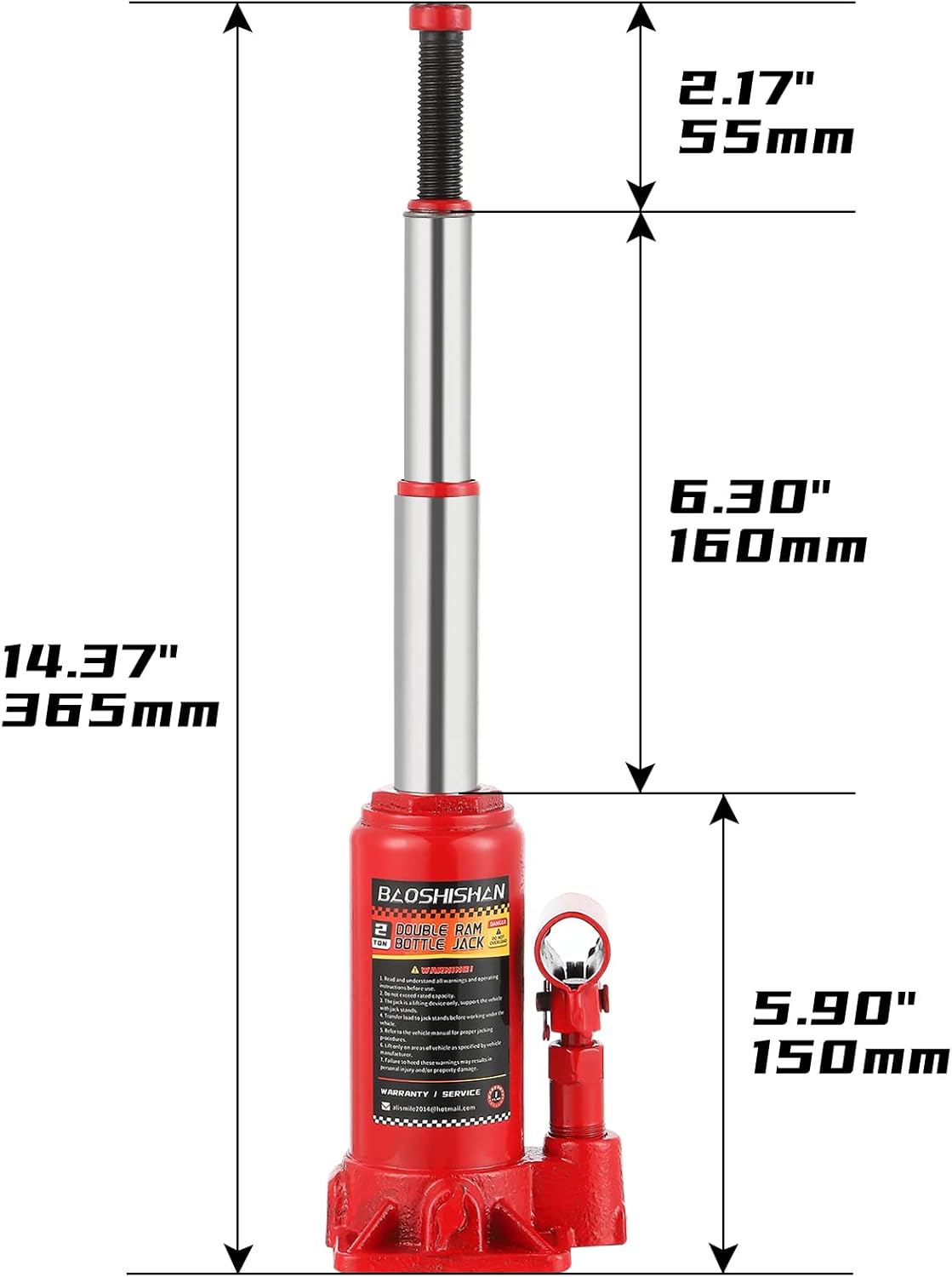 2 Ton Hydraulic Bottle Jack with Carrying Case Pack of 2 A9435