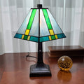 Tiffany-style Banker Lamp with Blue/Green/Yellow Stained Glass V97296