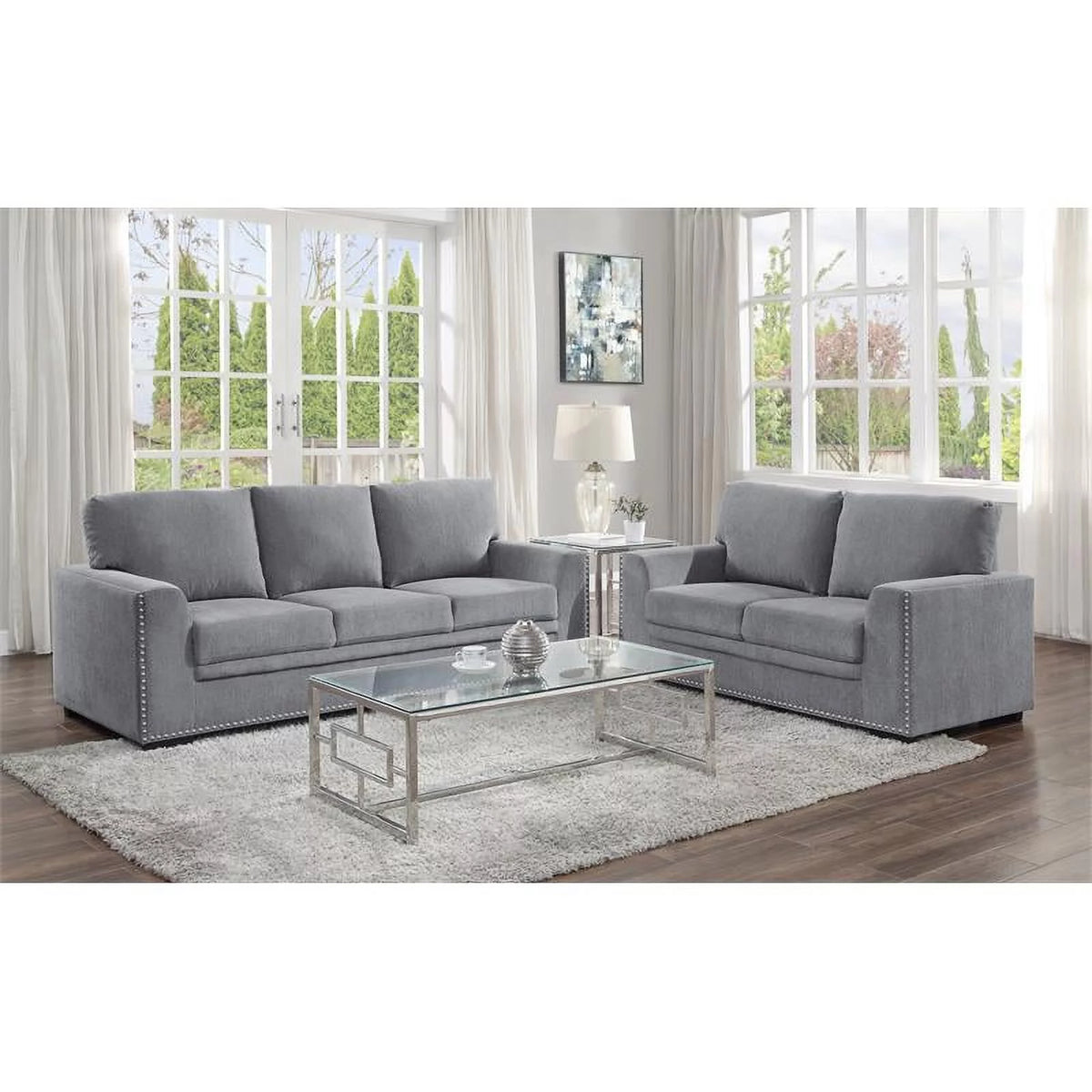 Dark Gray Chenille Loveseat O6365