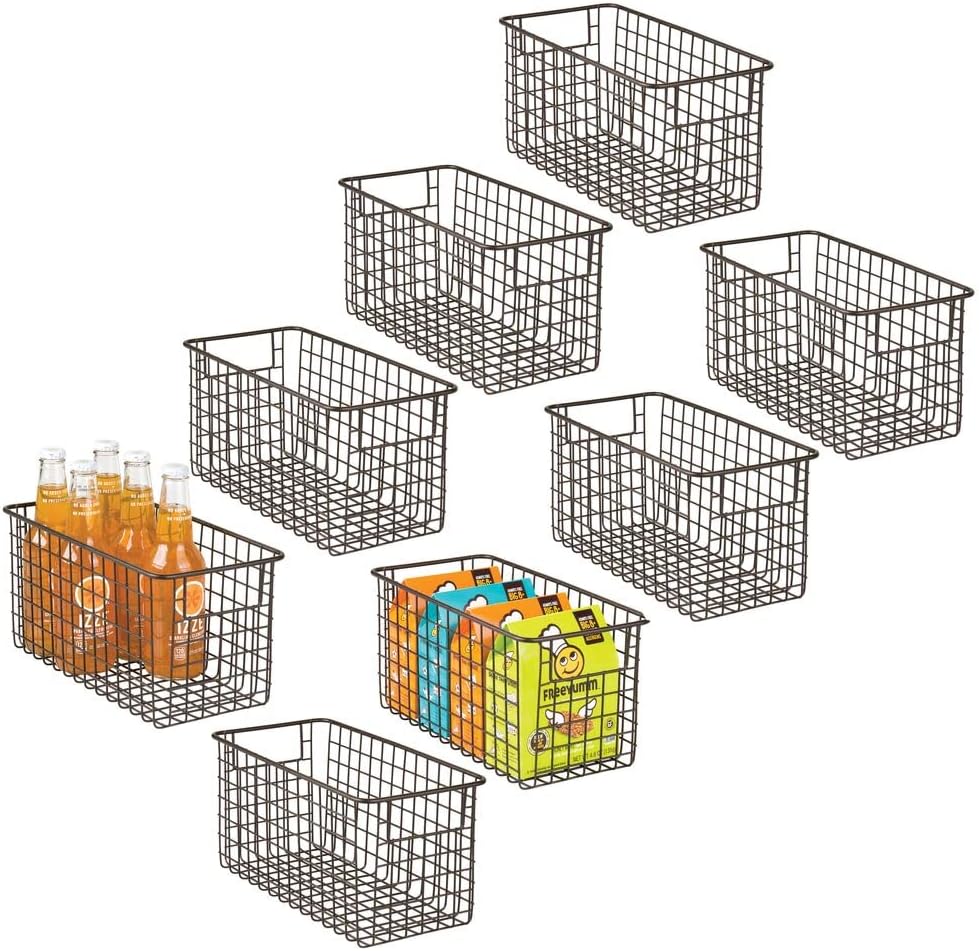 Metal Wire Storage Bin Baskets with Handles 8 Pack Black S9327