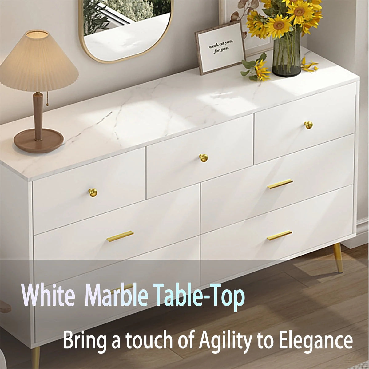 White 6 Drawer Dresser J71493