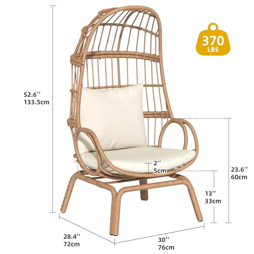 Beige Wicker Egg Chair with Ottoman C955
