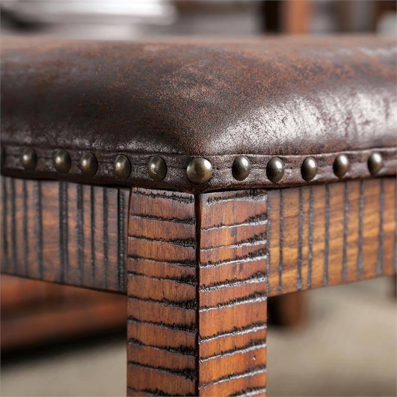 Solid Wood Nailhead Trim Bench in Dark Oak L518