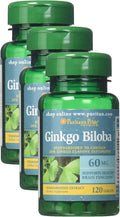 Ginkgo Biloba 60 mg Tablets 120 Count Pack of 3 K9314
