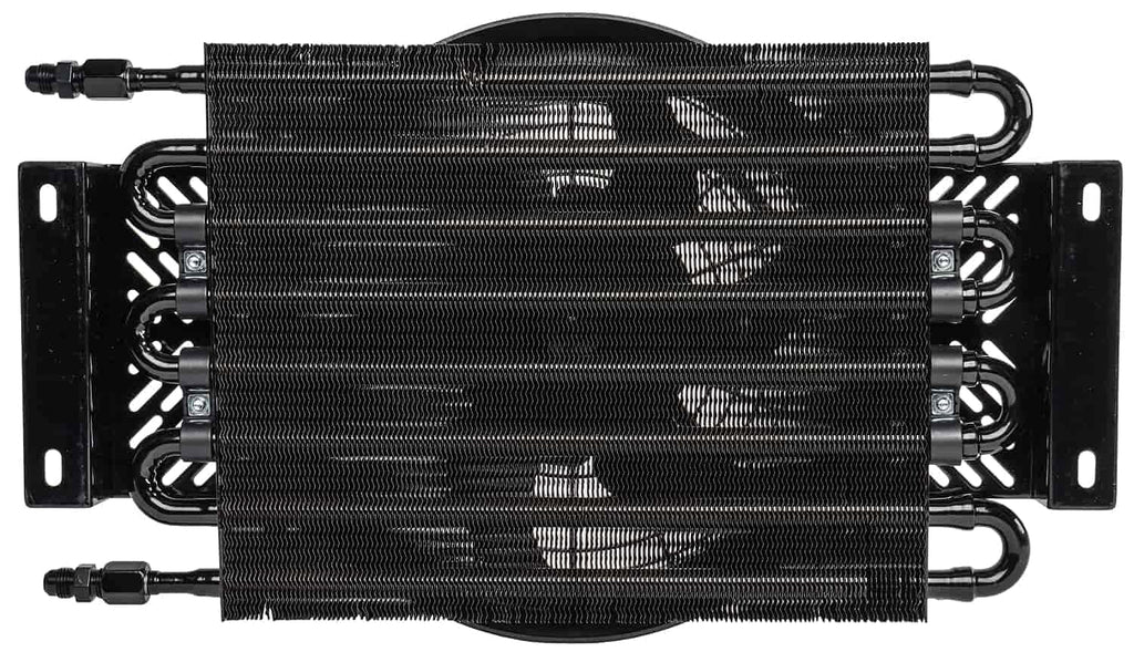 Transmission Oil Cooler with Dual Push/Pull Cooler Fan, 11” Diameter, 6 an Connections F1689
