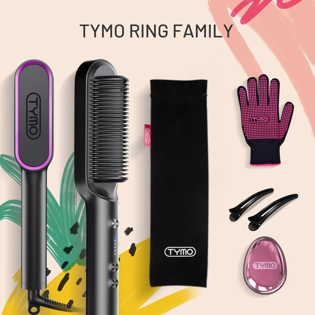Black Hair Straightener Brush with Built-in Comb V13087