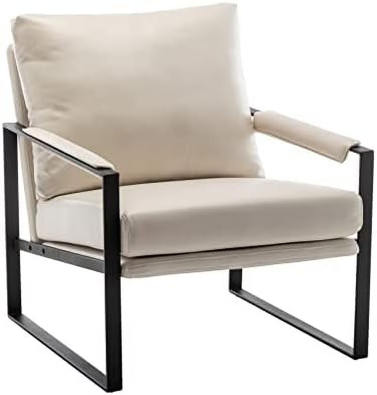 Dark Grey Faux Leather Accent Chair with Metal Frame I862690
