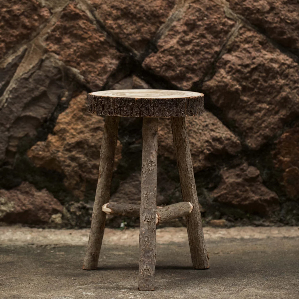Antique Natural Wooden Accent Stool Side Table D9749
