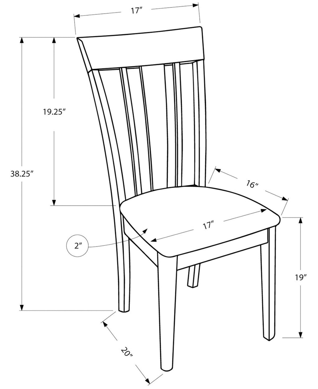 2pcs Cappuccino Dining Chair Y304