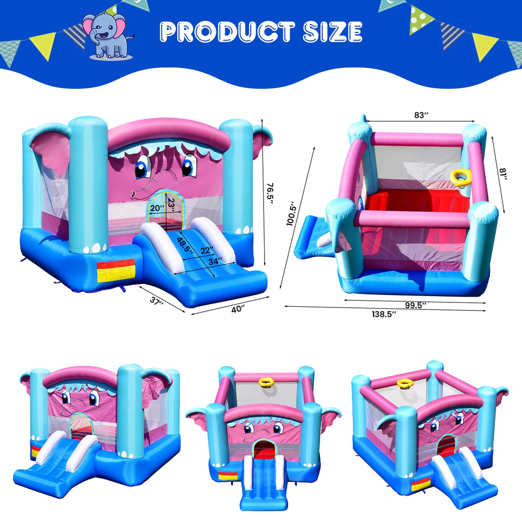 Inflatable Bounce House 3-in-1 Elephant Theme Castle with Blower W987742