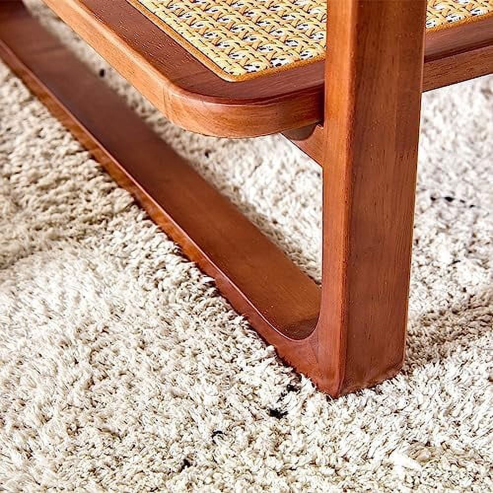 Modern Rattan Woven Glass Desktop Solid Wood Coffee Table S643