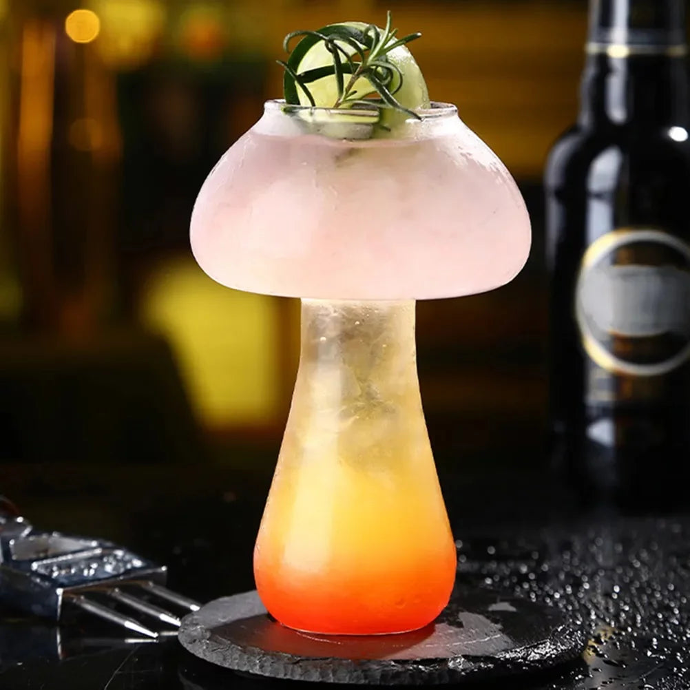 Mushroom Cocktail Mocktail Transparent Glass with Straw 300 ml Set of 2 T7908
