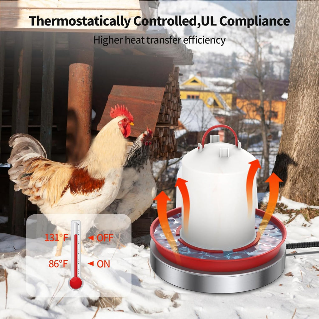 15 Inch 125W Heated Chicken Waterer Base with 10FT Cable B27874