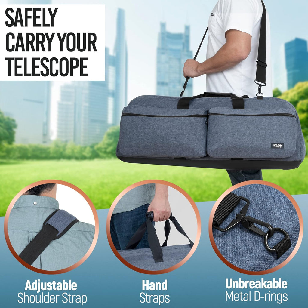 Telescope and Tripod Case/Bag with Padded Accessories Pockets J2219