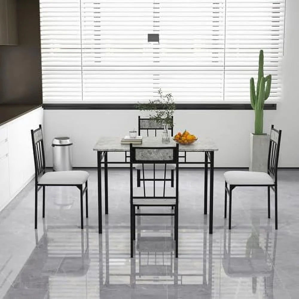 5 Piece Dining Table Set with Metal Frame & Padded Seat I28911