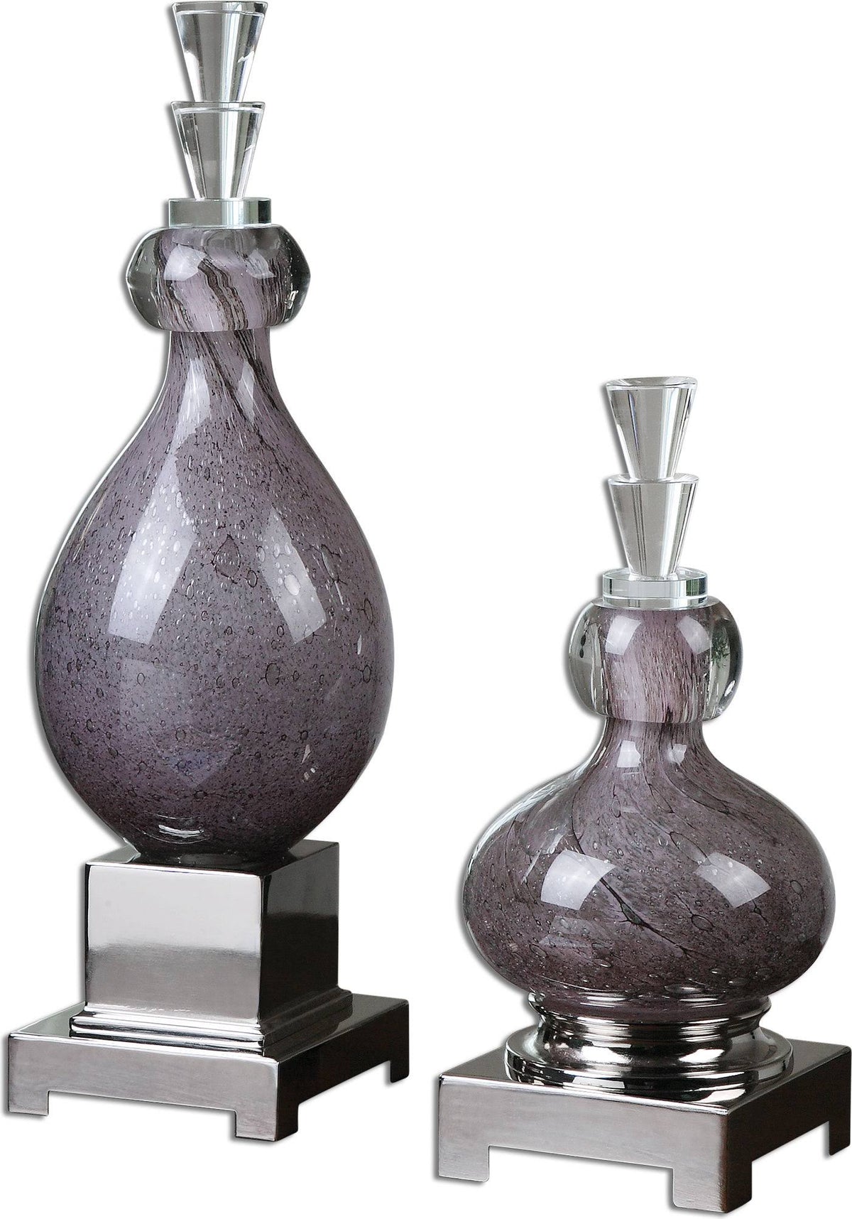 Purple Glass Bottles, Set of 2 Q750215