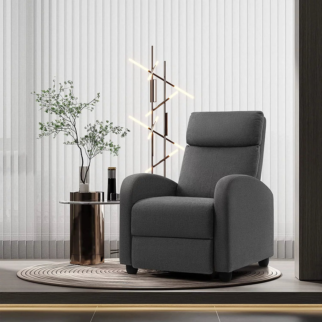 Light-Blue Fabric Recliner Chair Y89460