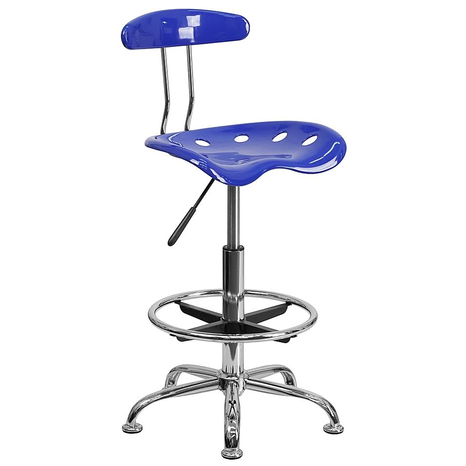 Blue Drafting Stool with Tractor Seat O1947