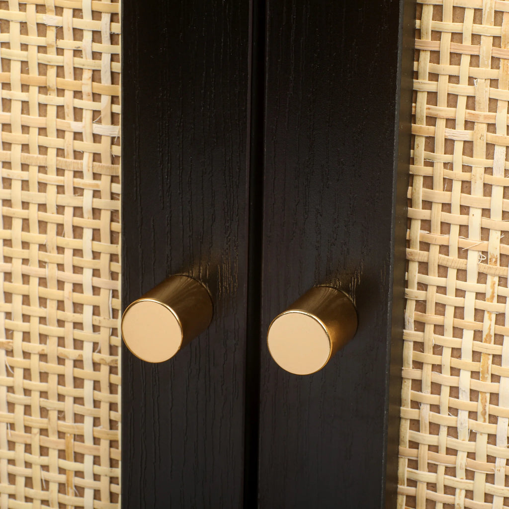 Black Set of 2 Rattan 2 Door Cabinet S12316
