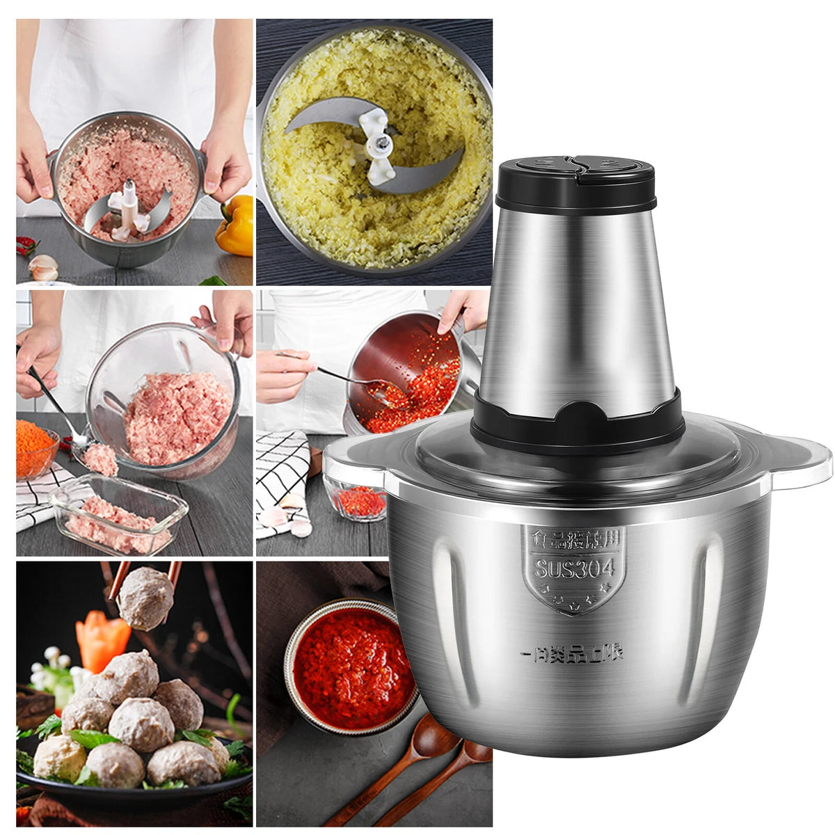 2L Stainless Steel Electric Meat Grinder Food Processor S508214