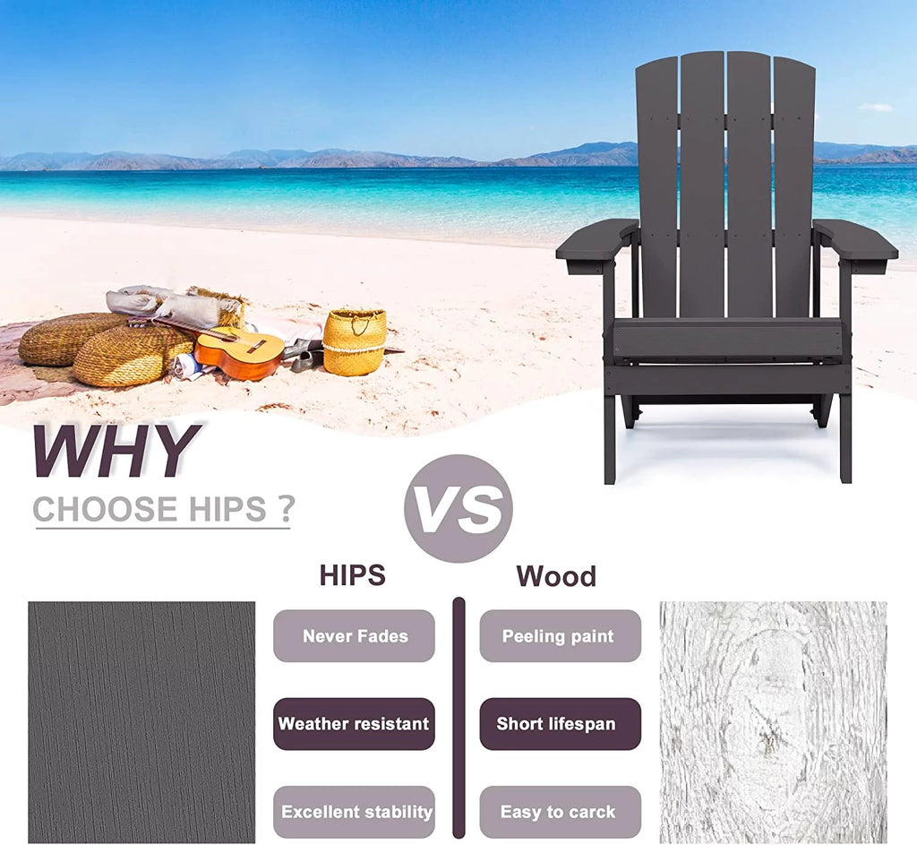 2 Pcs Weather Resistant HIPS Adirondack Chair E926282