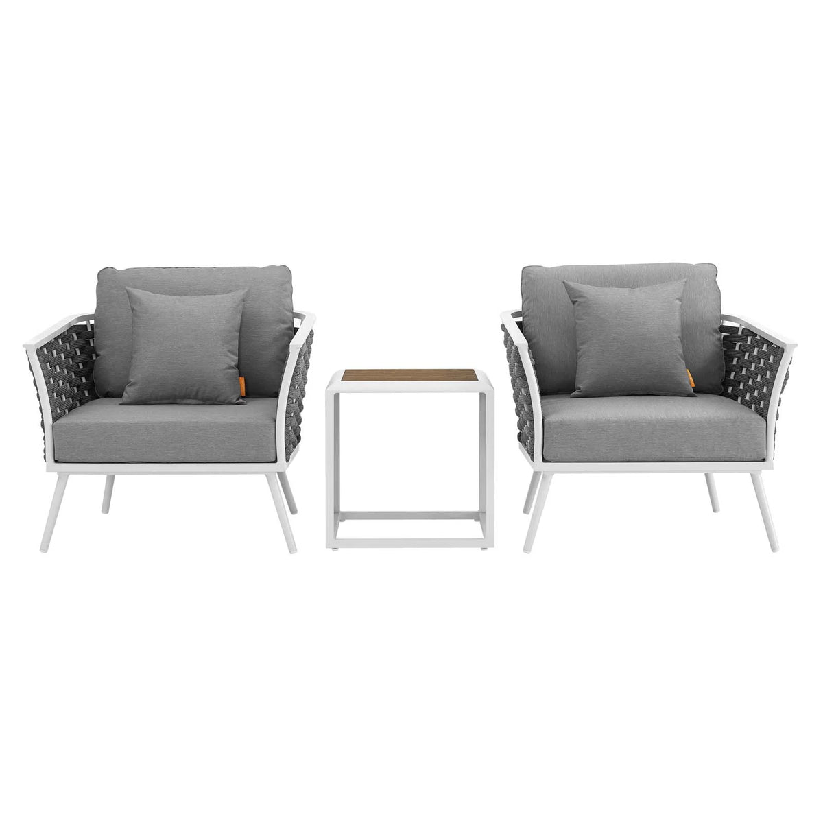 White Gray 3 Piece Outdoor Aluminum Sectional Sofa Set B59094