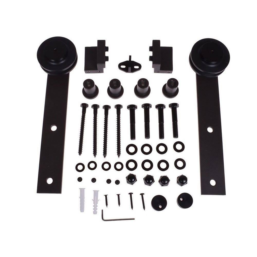 72 in. Matte Black Sliding Door Track and Hardware Set W877835