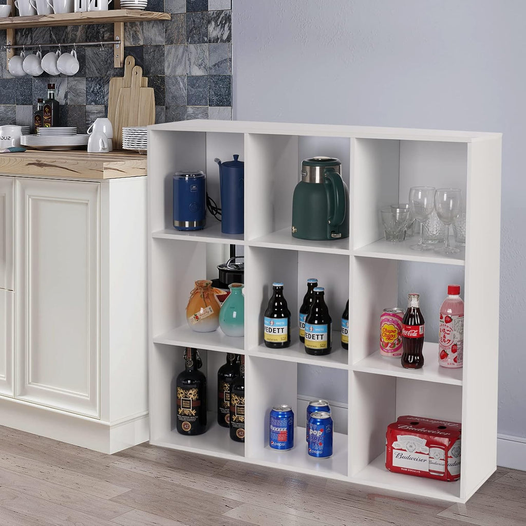 White 9-Cube Wooden Storage Organizer B2874