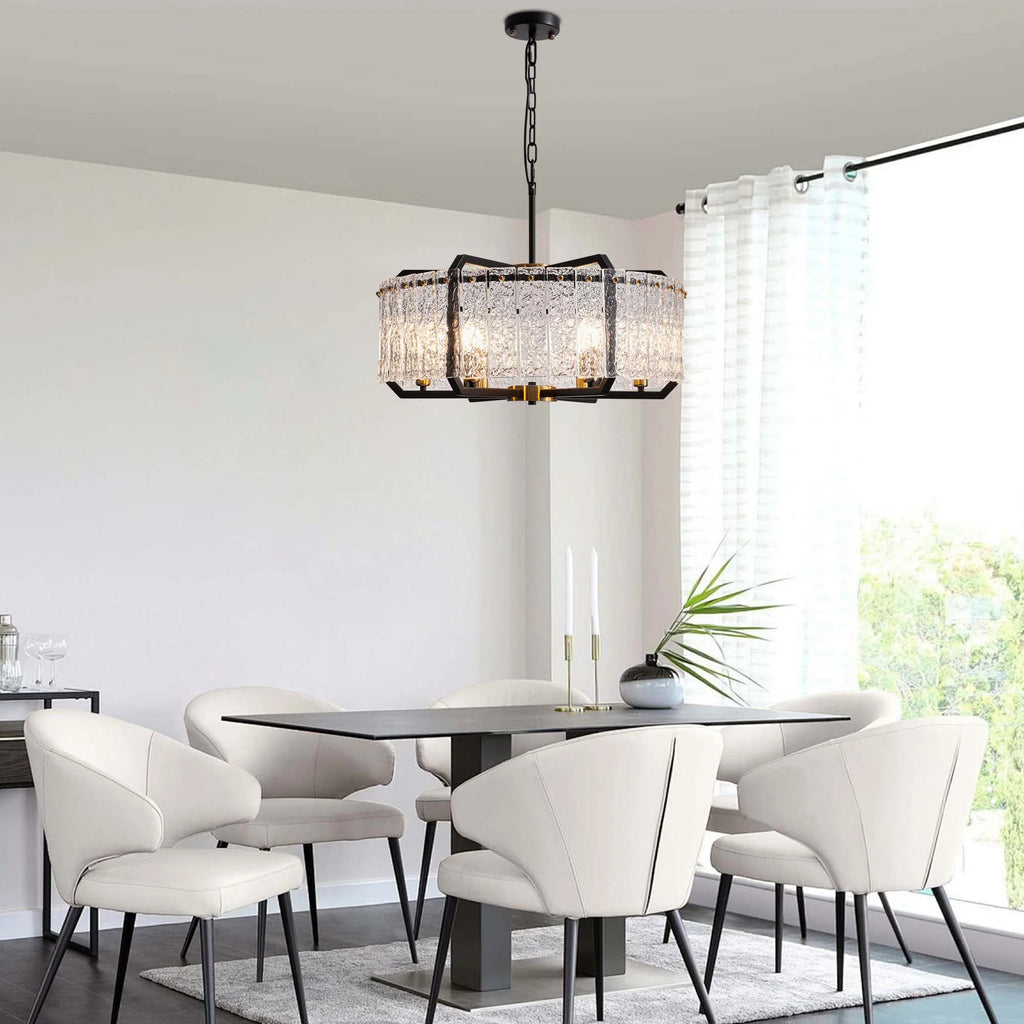 Black 6-Light Water Ripple Glass Chandelier Z8150