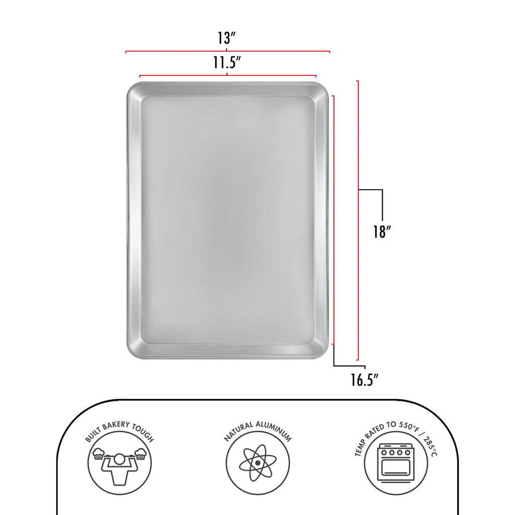 Natural Aluminum Half Sheet Pan, 18 x 13 x 1 inch, 2-Pack J230293