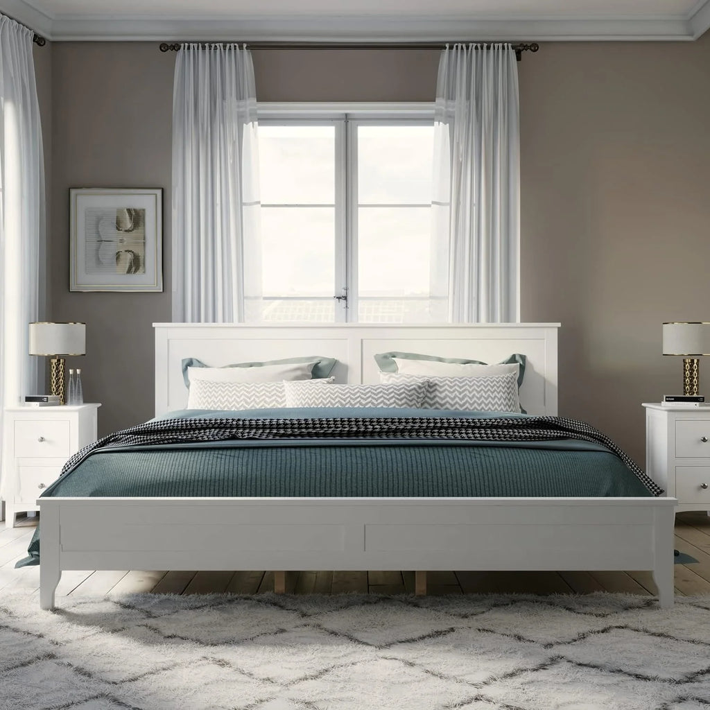 White King Size Solid Wood Platform Bed D678
