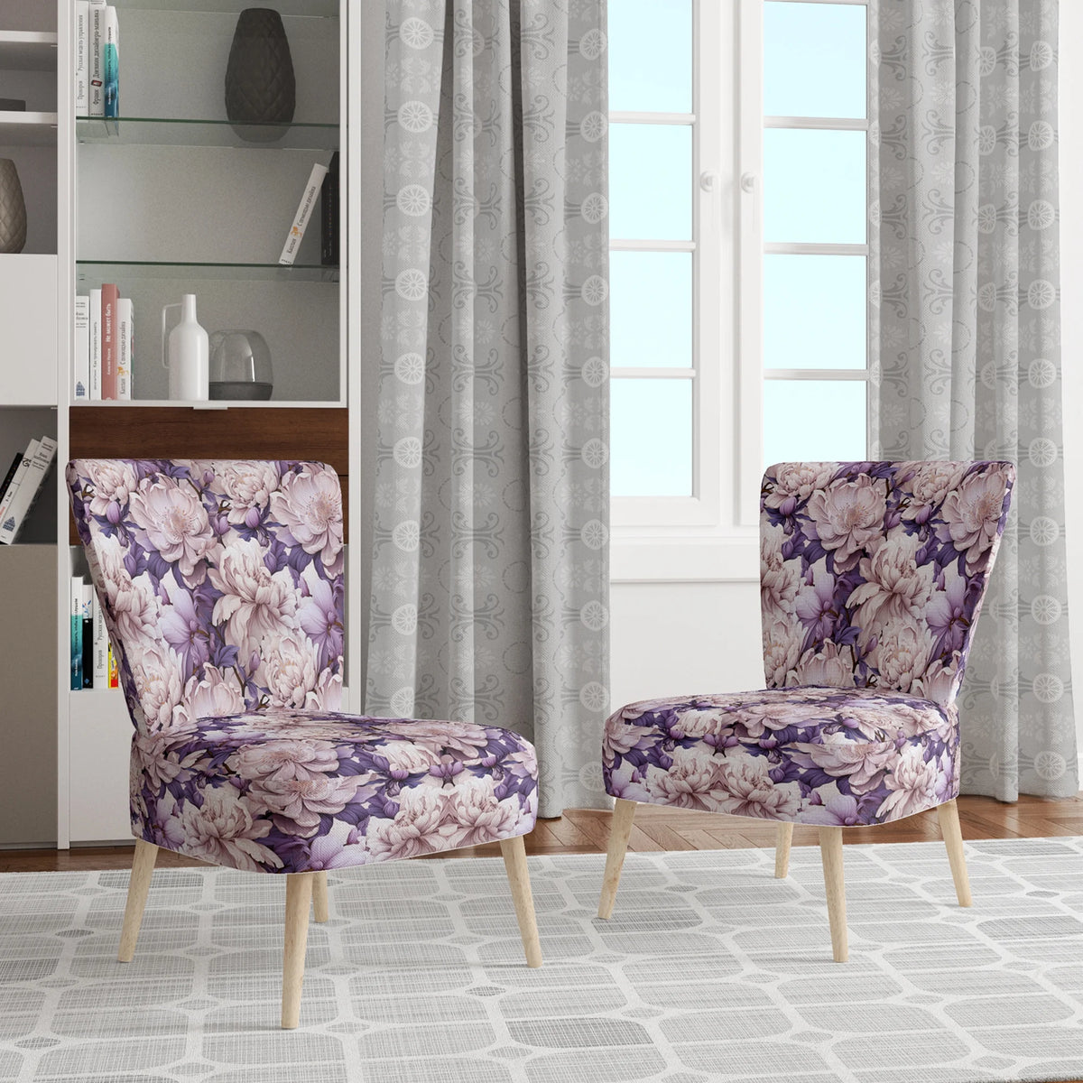 Upholstered Floral Accent Chair I9490