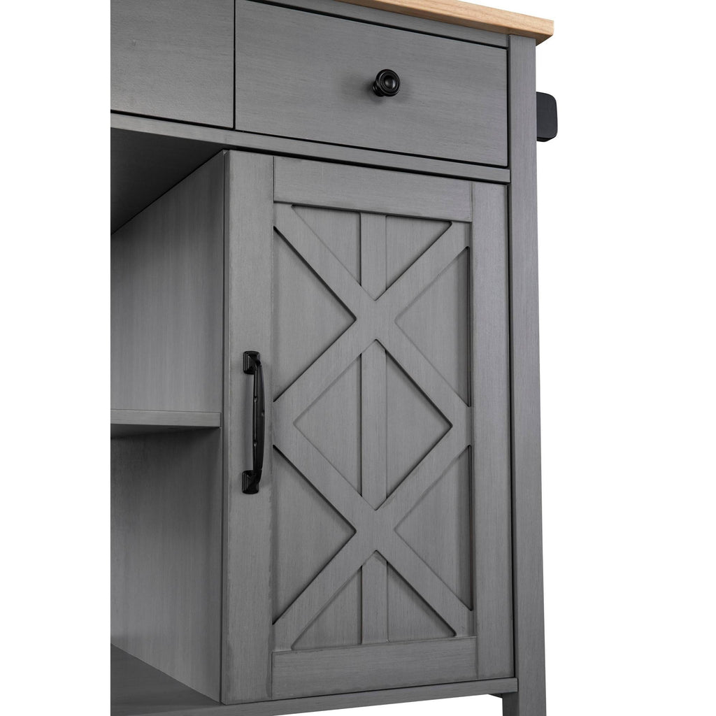 Gray Kitchen Cart with Wood Top B7097