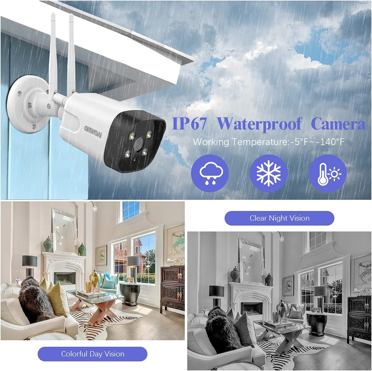 Wireless Security Camera System, 8Pcs 5.0MP CCTV Home Wi-Fi IP Cameras, 8 Channel NVR, 4TB HDD, IP67 L9930