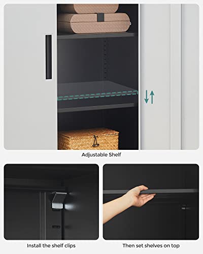 Grey Metal Storage Cabinet with Doors and Shelves J511