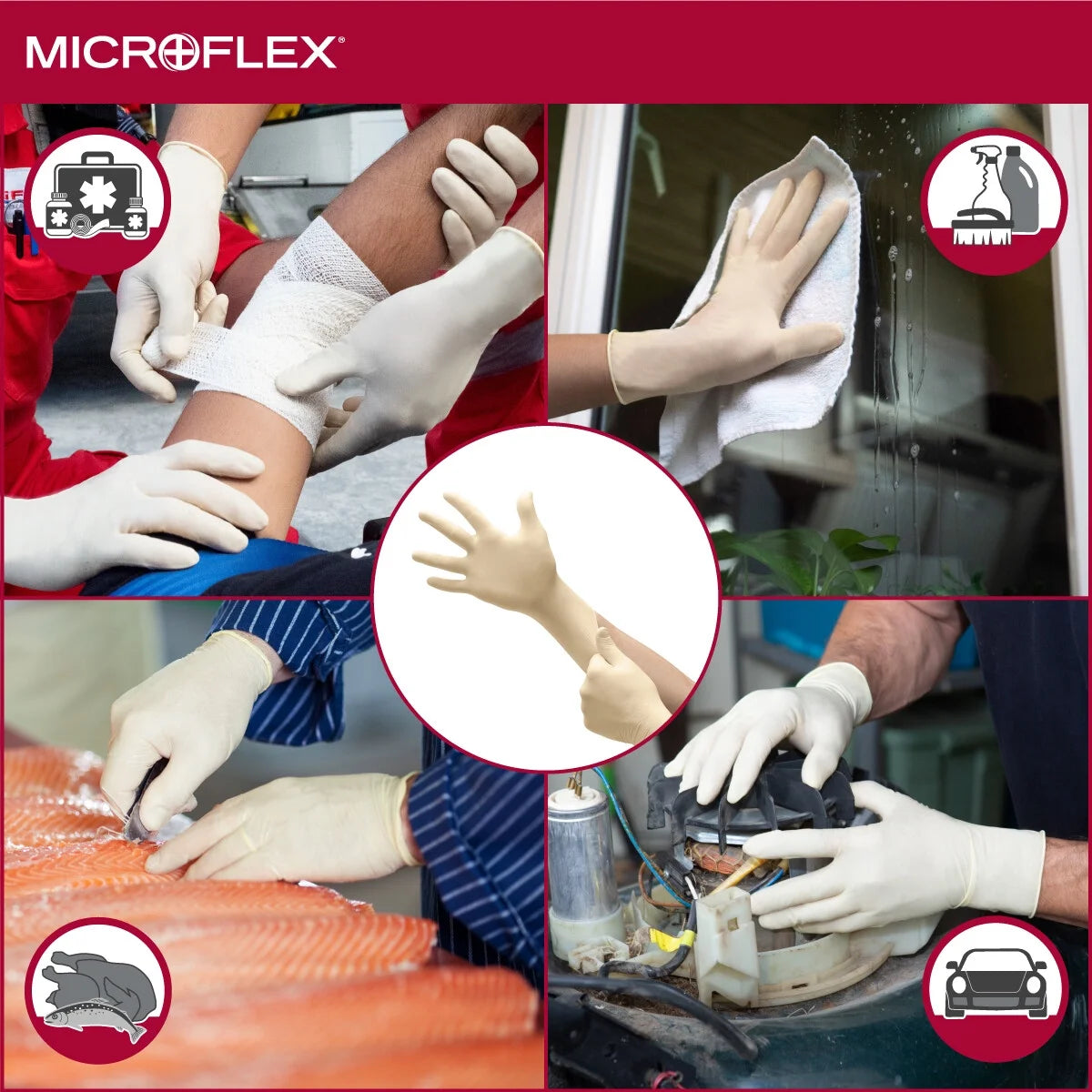 Disposable Latex Gloves, 7.9mil, Natural Medium, Case of 1000 U152830