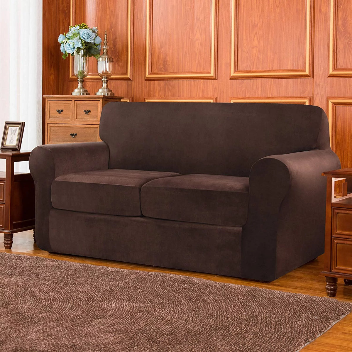 3-Piece Velvet High Stretch Sofa Cover Slipcover F16962