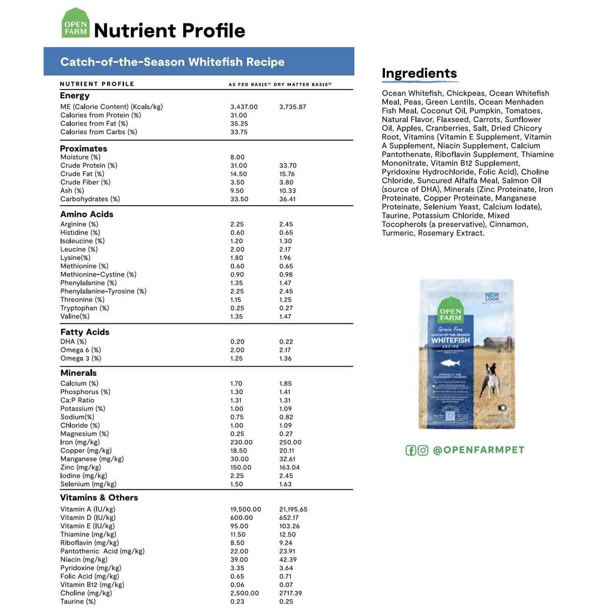 Grain Free Whitefish Dry Dog Food F3264