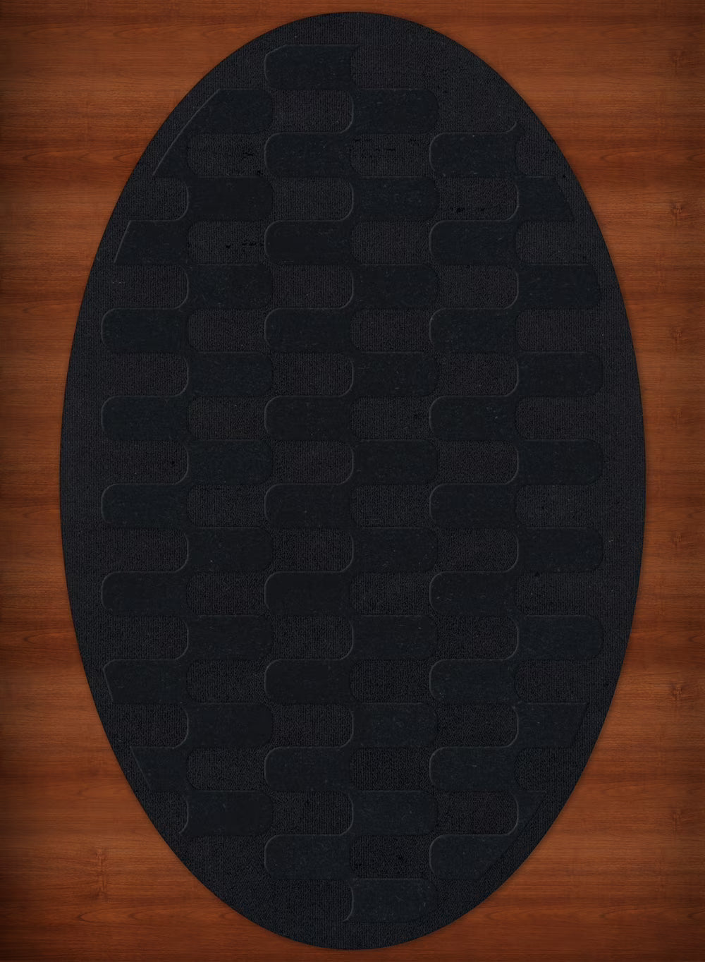 Black Grid Waves 10' x 14' Oval Area Rug F602408
