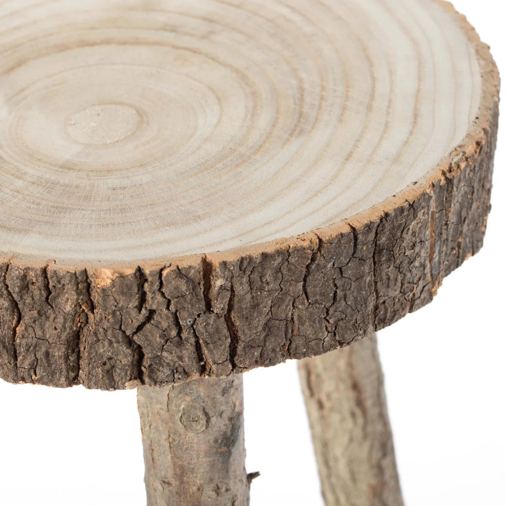 Antique Natural Wooden Accent Stool Side Table D9749