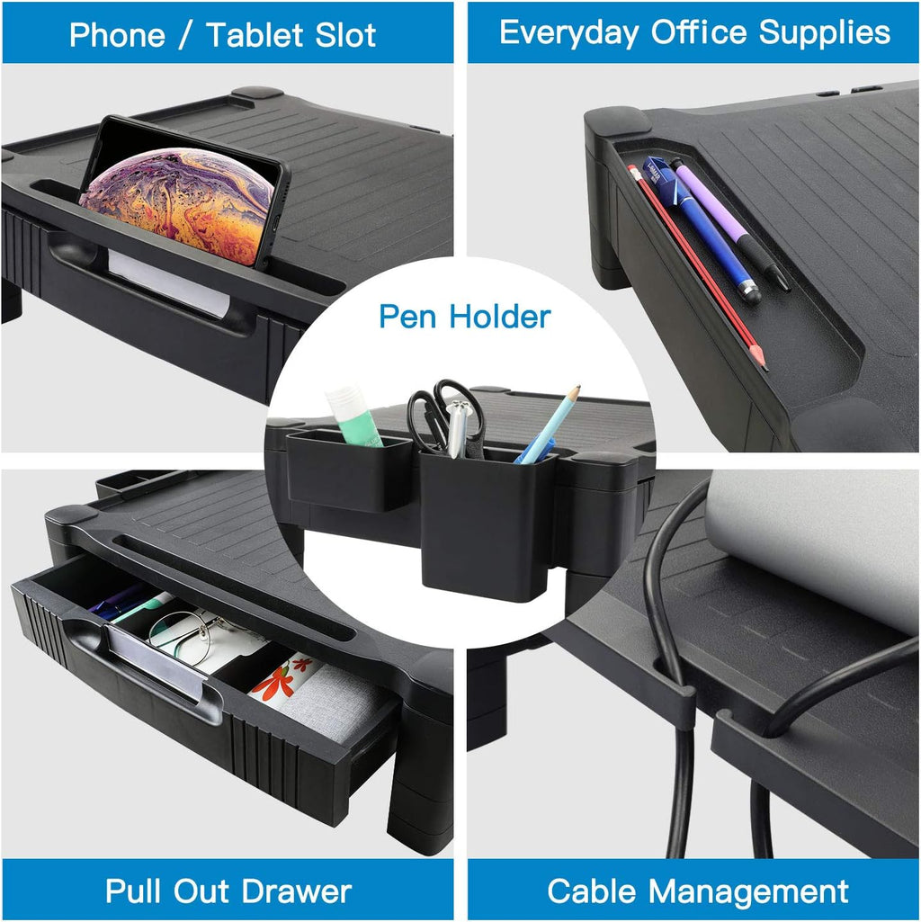 Monitor Stand with Drawer, Adjustable Computer Riser, Pack of 2 B46025