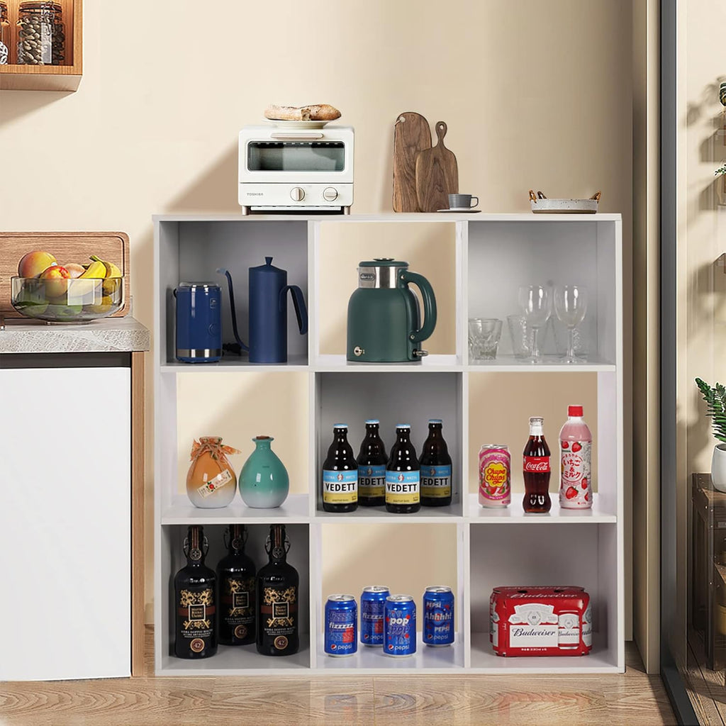 White 9-Cube Wooden Storage Organizer B2874