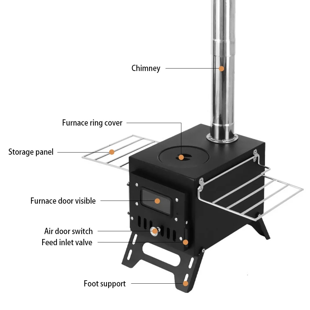 Stainless Steel Foldable Camping Wood Burning Stove X349754