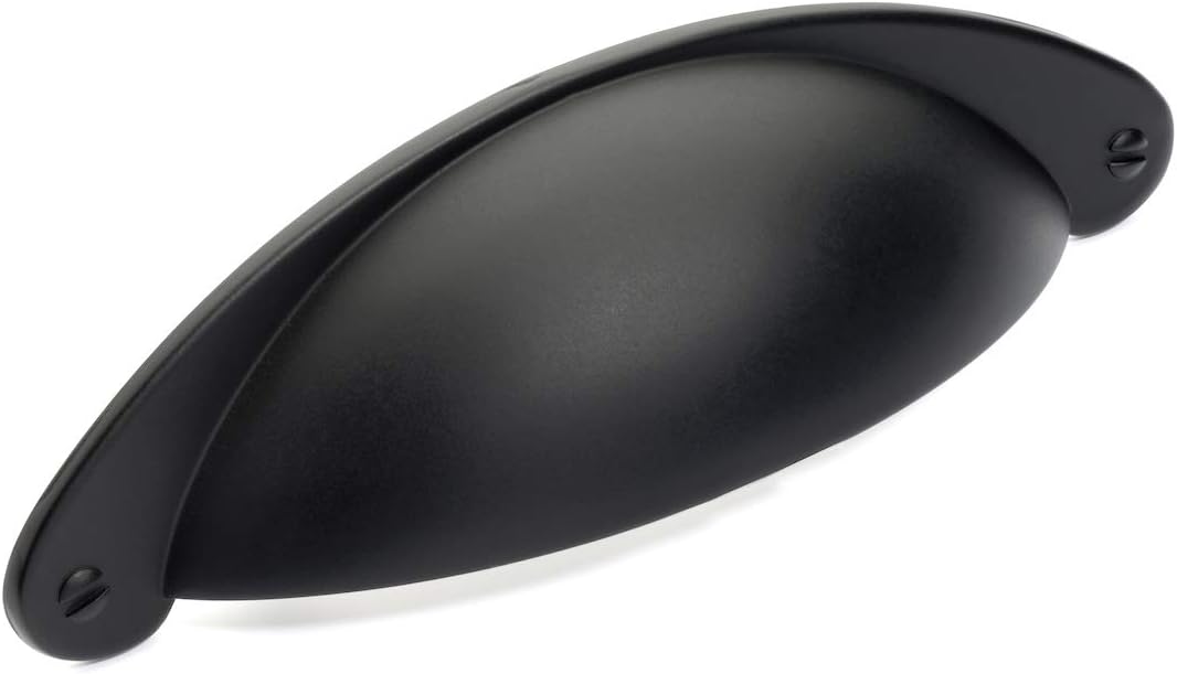 Black Flat Shaker Style Cabinet Hardware Pull, 25-Pack C76690